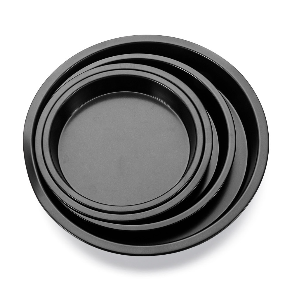 Piring Panggang Pizza Bulat Baja Karbon Cetakan Kue Non-stick