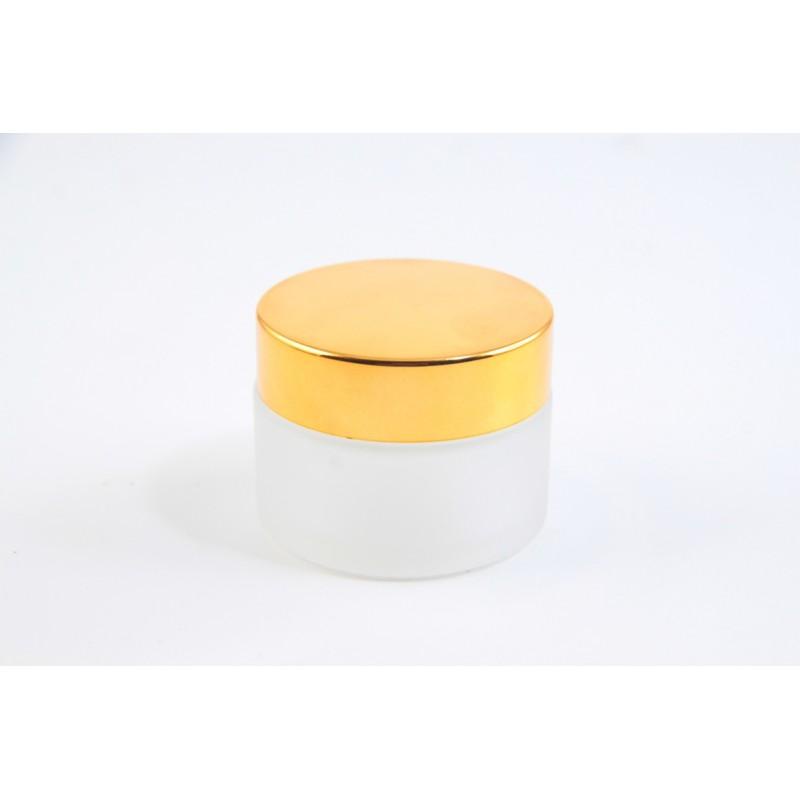 POT KACA 30 GRAM MOTIF DOFF FROSTED TUTUP GOLD / TEMPAT CREAM MAKE UP PREMIUM BAHAN KACA / POT KRIM MURAH