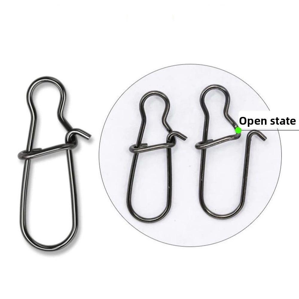 SUYO 100Pcs Fishing Buckle Pin Stainless Steel Connector Fishhook Accessories Open Eye Clips