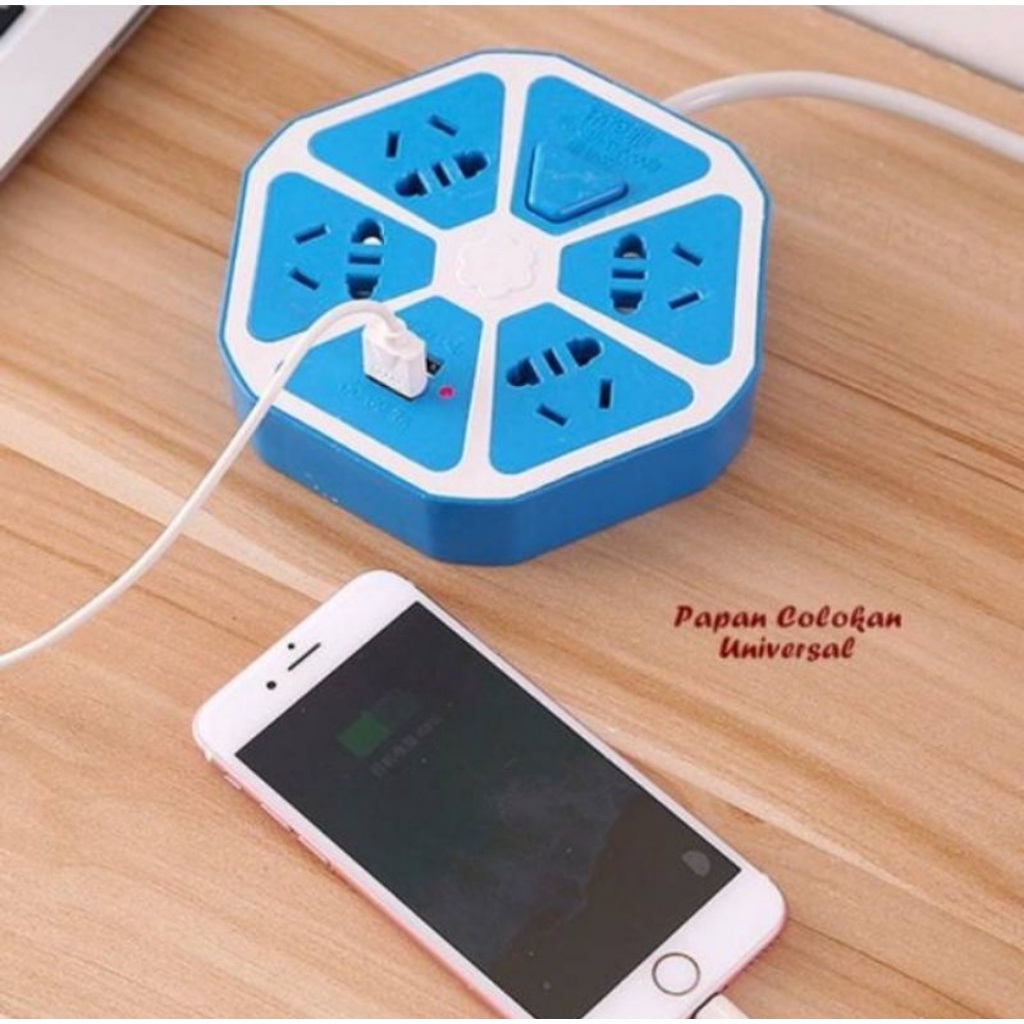 Stop Kontak USB Hexagon Socket/4 USB Colokan Listrik Smart Power