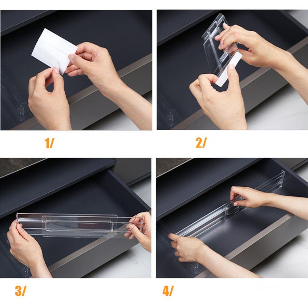 POPULAR Simple Adjustable Drawer Divider Transparent Drawer partition Separator tool Classified storage DIY Split baffle Multi-function Space-saving Adjustable Divider plate/Multicolor