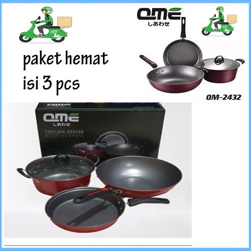 PANCI SET TEFLON SERIES QM 2432 ISI 3PCS PAKET HEMAT