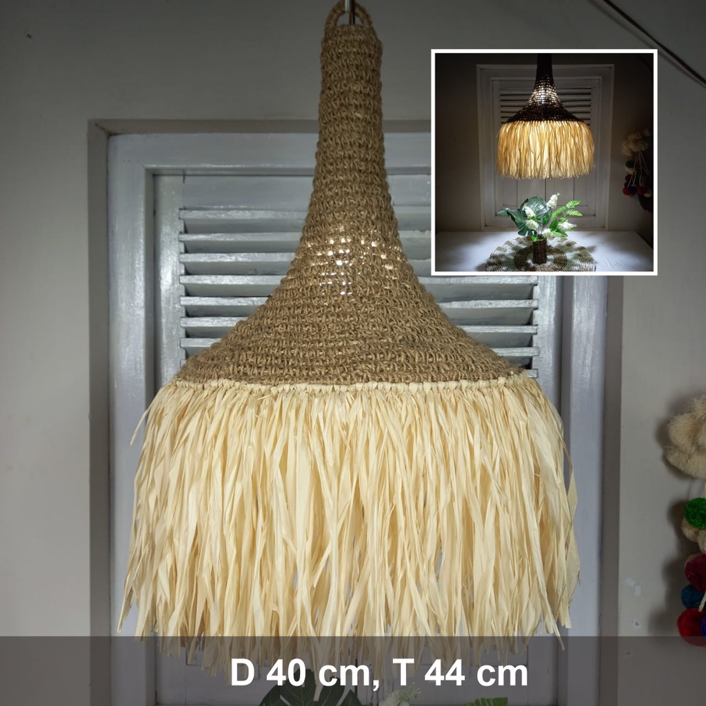 Kap Lampu Gantung Unik Anyaman Diameter 40 cm Kerajinan Anyaman Jogja