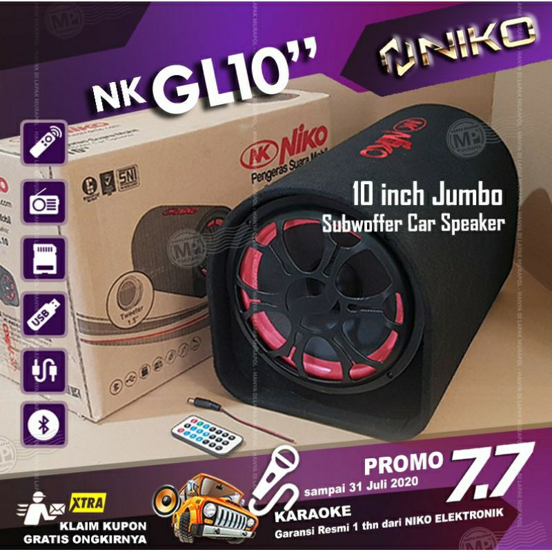 Speaker Aktif Bluetooth 10 Inch Karaoke Aux Subwoofer Car Niko GL10 # Salon