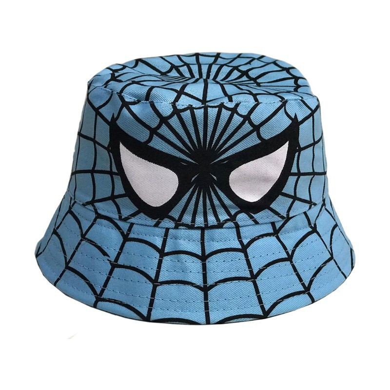 Bucket Sablon Anak Spiderman Full Print / Topi Anak Laki Laki-Biru