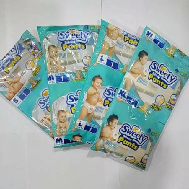 Diapers Sweety Silver Pants S 1 / M 1 / L 1 / XL 1 / Renceng 6pcs