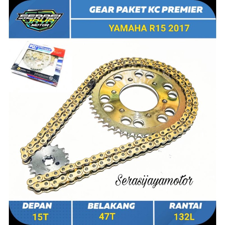 KCP GIR GEAR PAKET R15 2017 6Hole (428H/47T/15T/132L) / KC PREMIER GIR SET YAMAHA R15 2017/2018