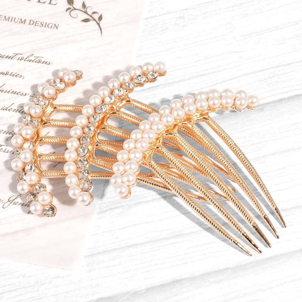 Needway   Wanita Jepit Rambut Pengantin Trendi Elegan Mutiara Jepit Rambut Untuk Perempuan Berlian Imitasi Hair Stick