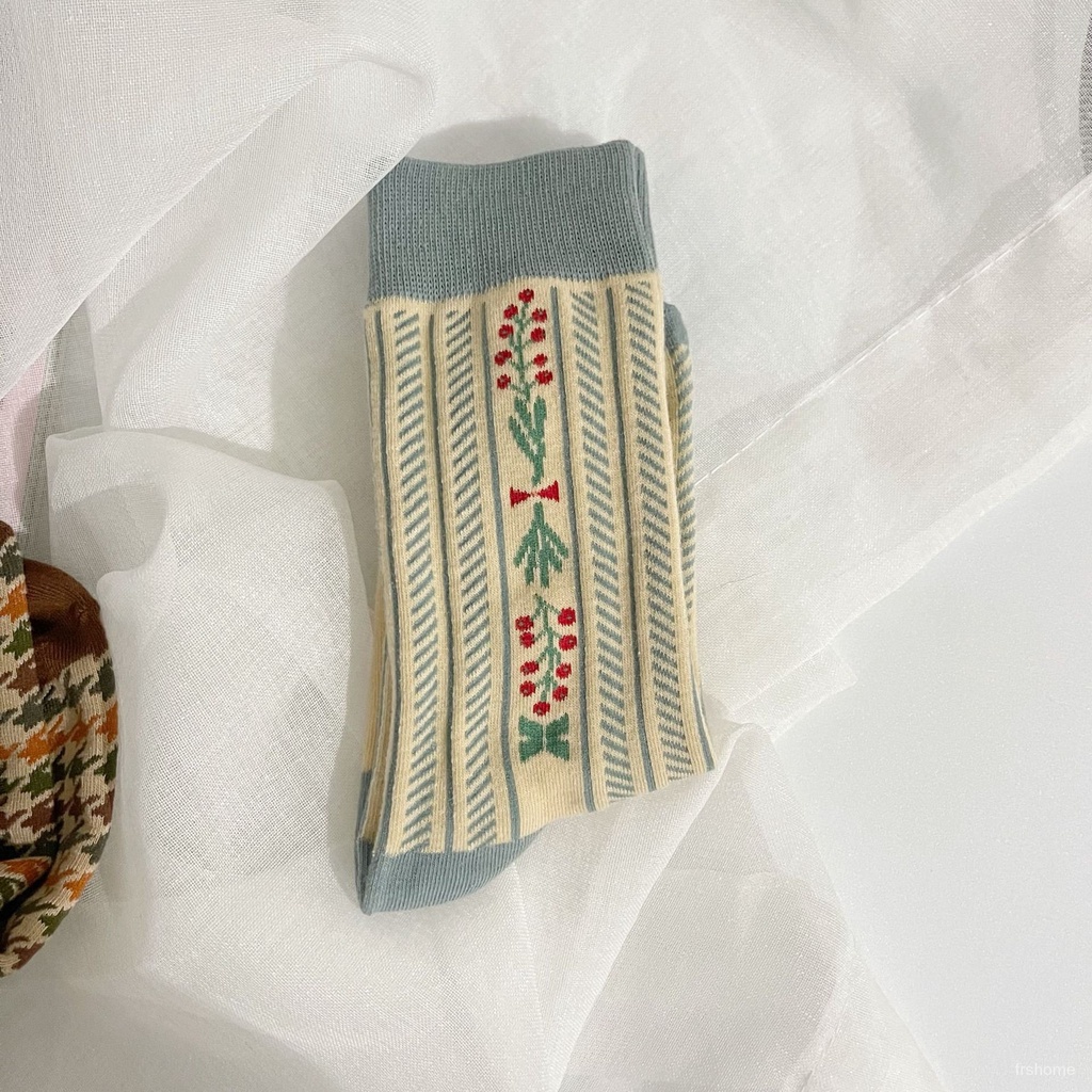 Jepang Perancis Retro Musim Gugur dan Musim Dingin Kapas Kaus Kaki Wanita Tabung Tengah Kaus Kaki Ho