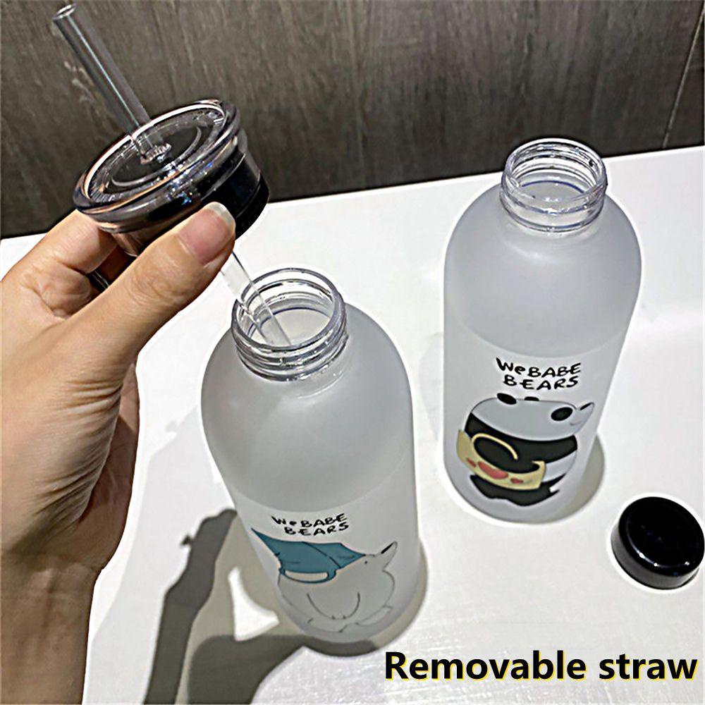 Populer Cangkir Air Dengan Sedotan Portable Plastik Transparan 1000ML Kartun We Bare Bears