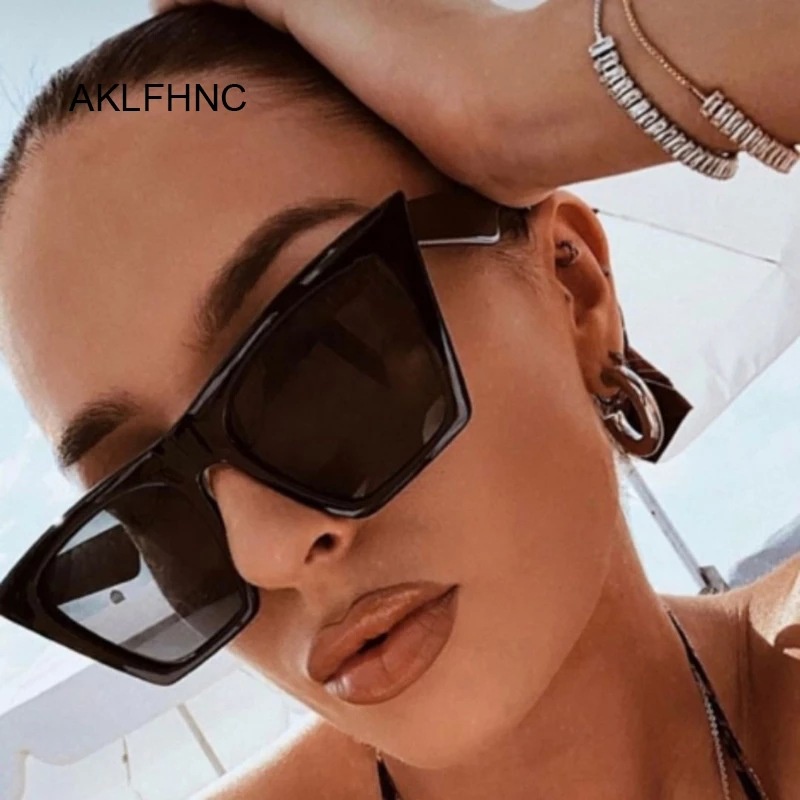 (YUZHU) Bayar di Tempat INS Fashion Oversized Retro Mata Kucing Wanita Kacamata Hitam Women Sunglasses