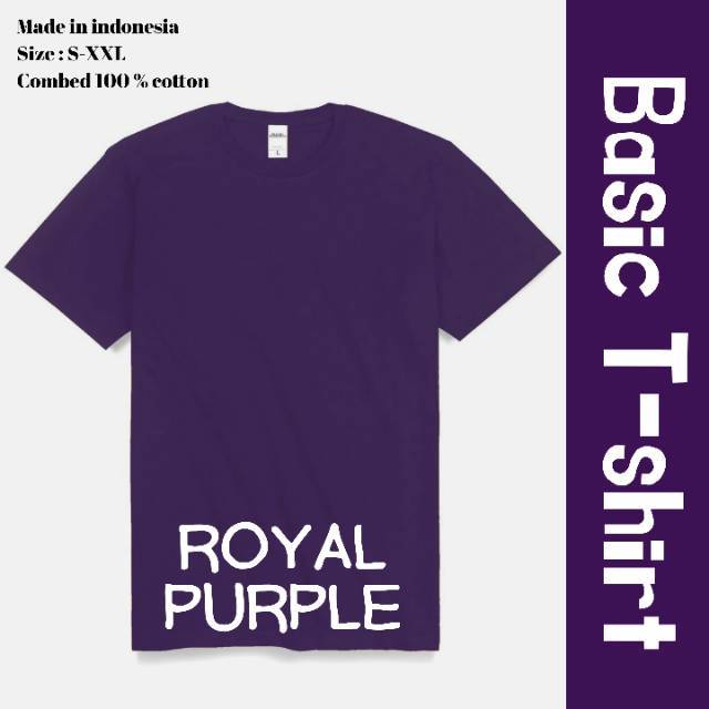 Basic Tshirt / Kaos Polos Warna Ungu Terong / Royal Purple