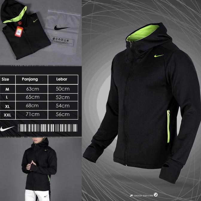 JAKET HOODIE NIKE TRAINING JACKET THUMBHOLE BLACK - M