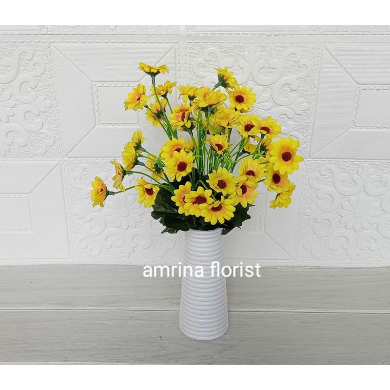 bunga matahari mini artificial pot ulir tinggi//bunga matahari plastik kecil//matahri hias palsu