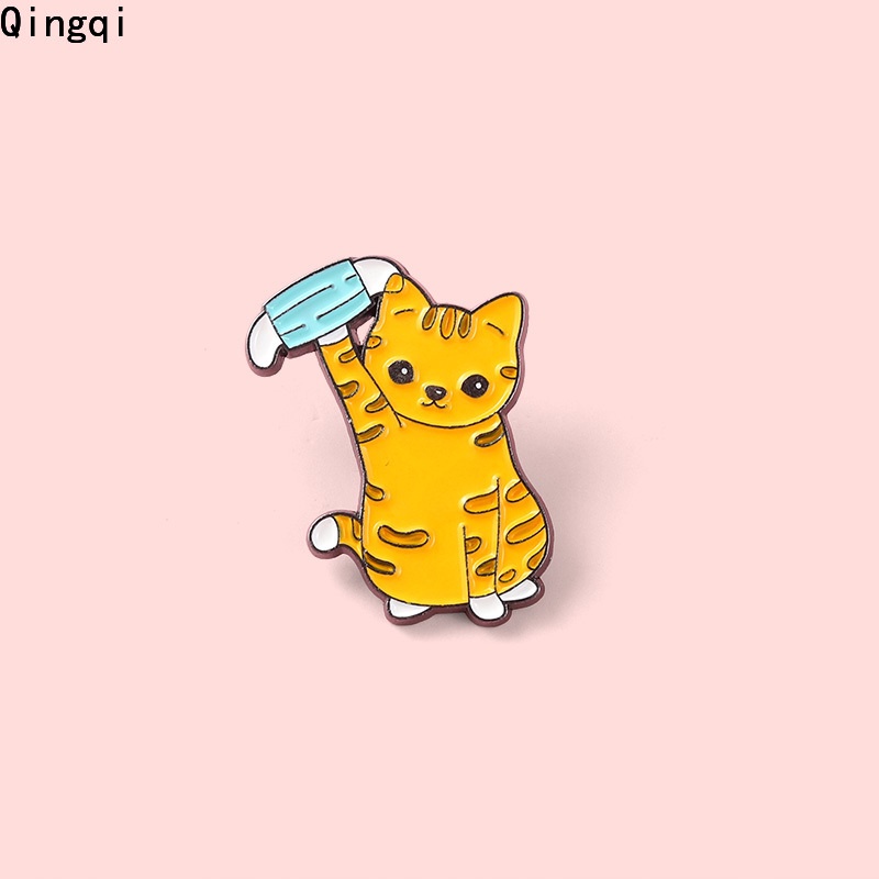 Bros Pin Enamel Bentuk Kartun Hewan Kucing Untuk Anak