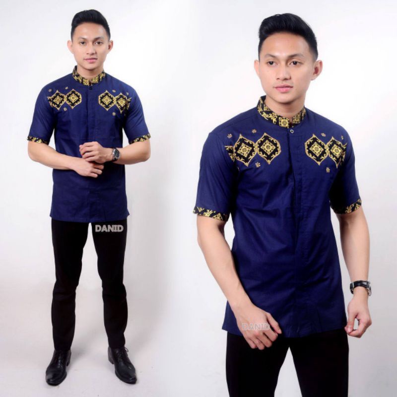 Koko Bordir Kombinasi Batik Lengan Pendek Terlaris Size M, L, XL #11 ( ORIGINAL )