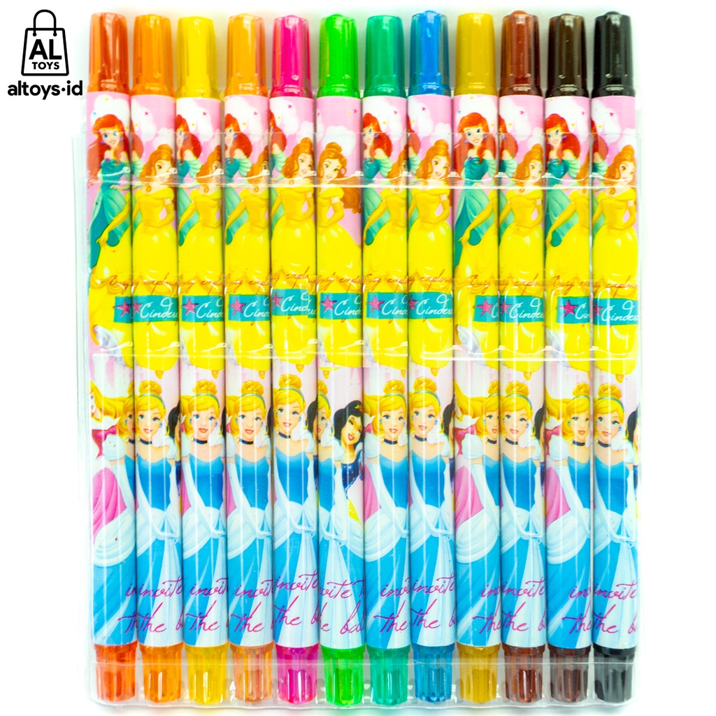 Crayon Putar Karakter 12 Warna 16cm Twist Cayon Cute Character