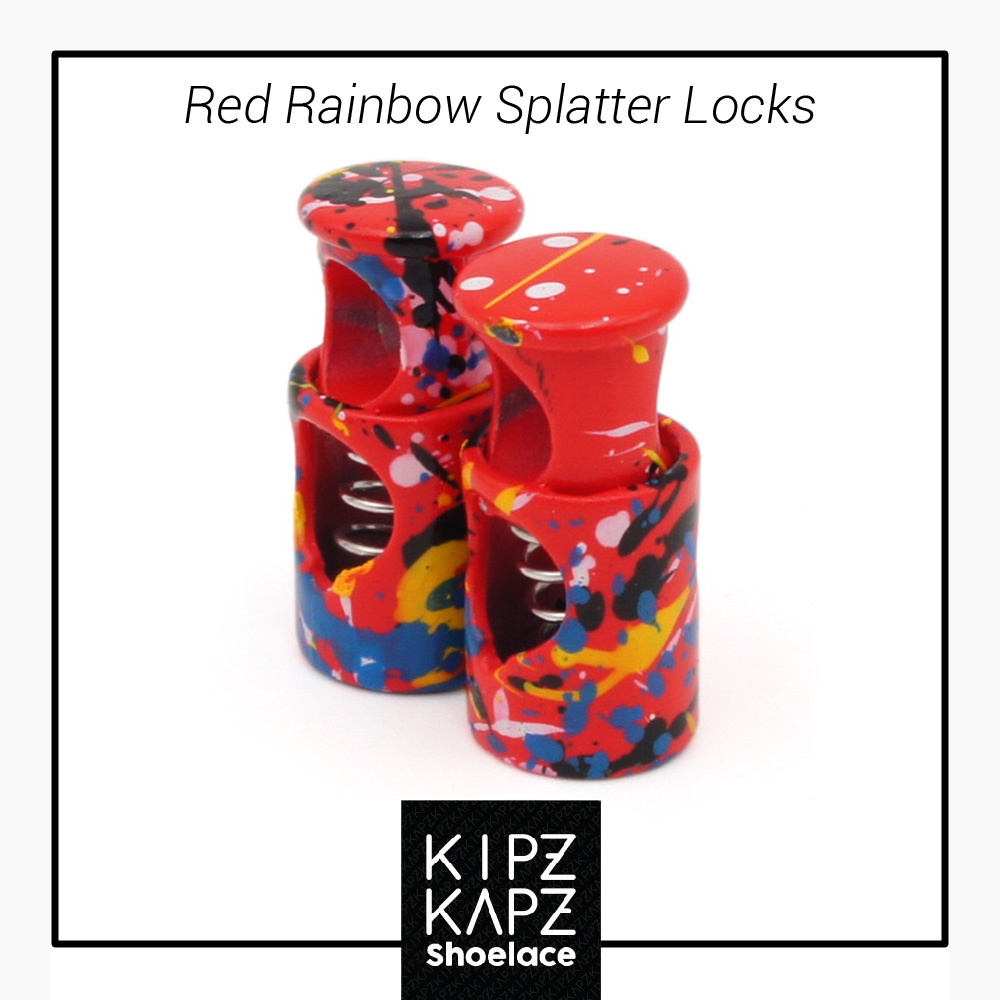 KIPZKAPZ SHOE LOCK LACE / LACE LOCK RED RAINBOW METAL - KUNCI TALI SEPATU LOCK LACES