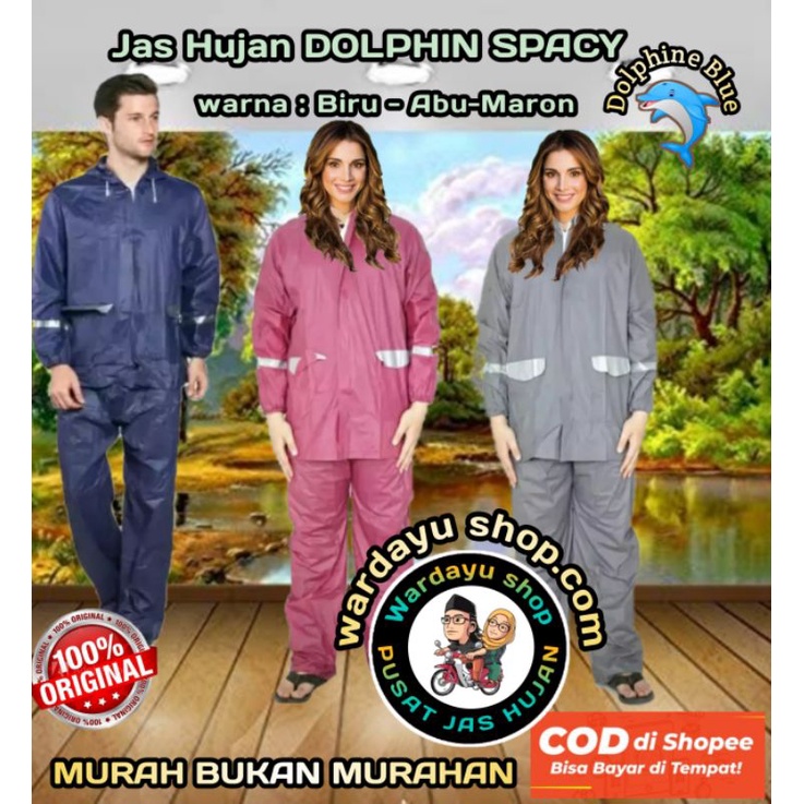 Jas Hujan SPACY 961 DOLPHIN Blue Pria Wanita Dewasa  Stelan Jaket Celana Murah Meriah / Raincoat Tribal Ibex dan Elmondo Lexi Anti Hujan Kombinasi 945 Cewek Cowok Remaja Terbaru Murah Berkualitas Baju Celana / Mantel Plevia 711 Hujan SetelanTermurah