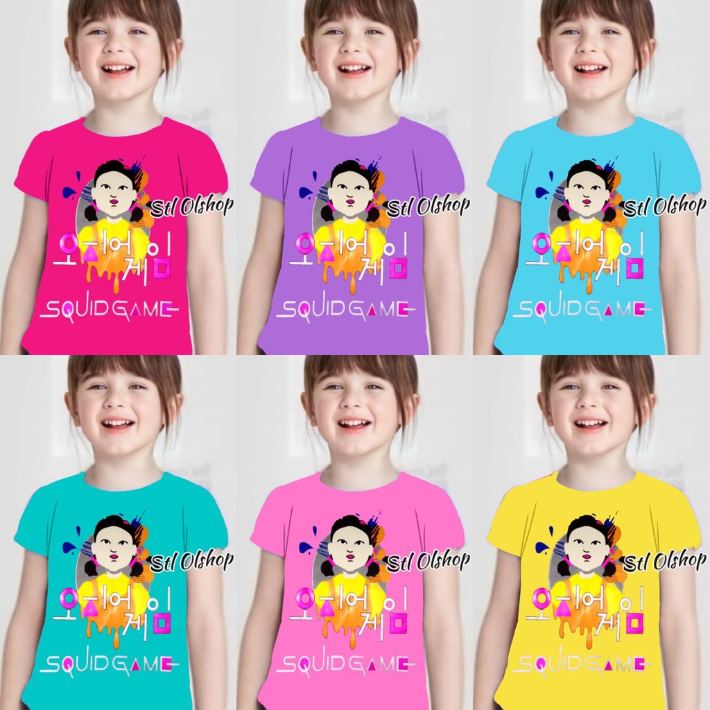 Kaos atasan squitgame anak perempuan murah 1-10 Tahun