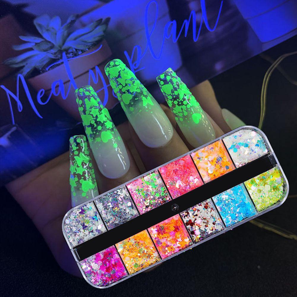 R-flower Nail Art Sequin DIY Manicure Berbagai Bentuk Neon Kuku Glitter Flakes Butterfly