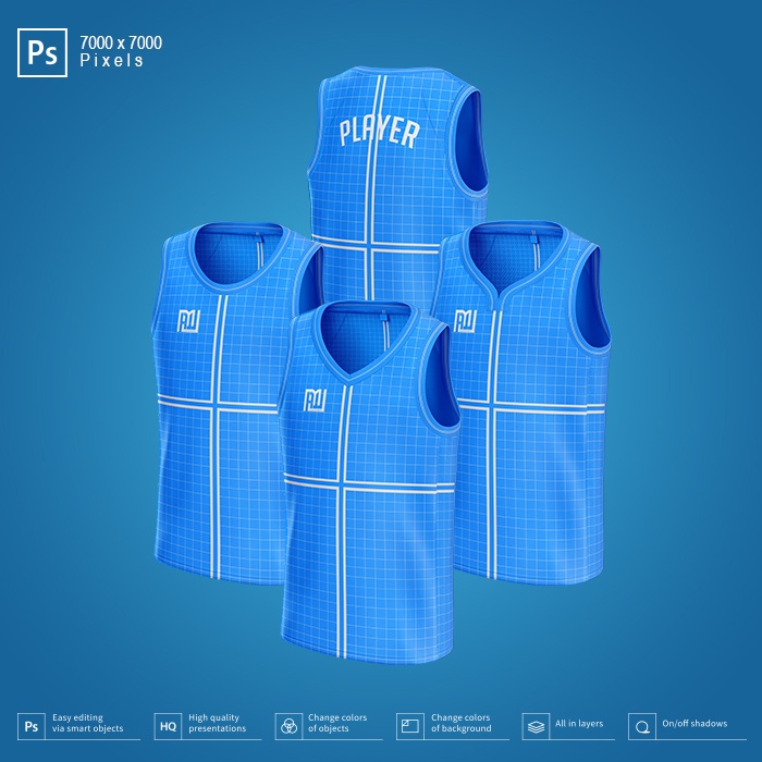 MOCKUP JERSEY BASKET SIDE VIEWS - RESOLUSI 7000x7000 Pixels