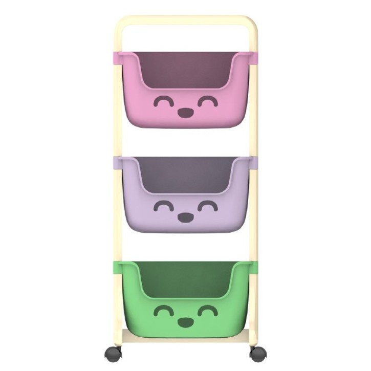 Biggy Rak Smile Susun 3 Rack Dapur Susun Tingkat Roda Mainan Baju Buku Lucu Serbaguna