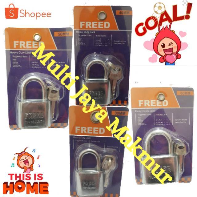 GEMBOK CROME SILVER LEHER PENDEK 30MM - 60MM / GEMBOK PAGAR PINTU RUMAH FREED