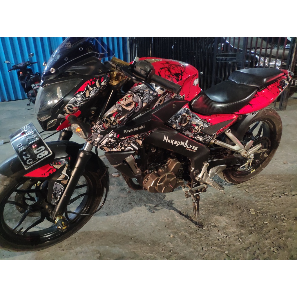 Stiker Pulsar NS200 Decal Bajaj Pulsar NS200 Fullbody Premium Skull Red Glossy