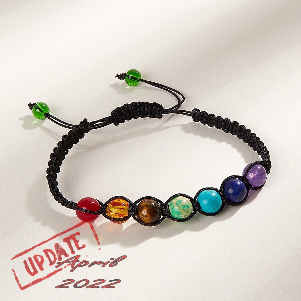 Gelang Model Tarik Ulur 7 Chakra Batu Kristal Alam