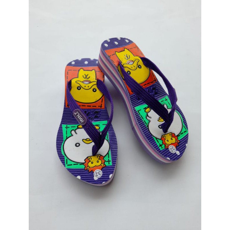 sandal wedges anak perempuan motif ac DUCK gaya korea terbaru