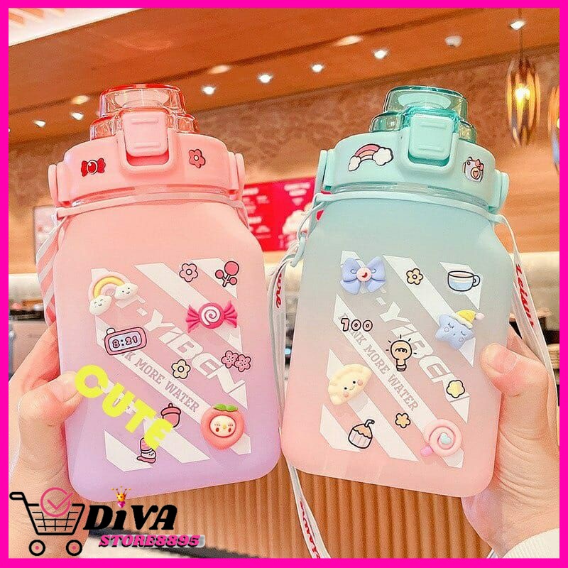 Botol Sultan Anak Plastik Sport BPA FREE + Stiker 2D/3D Big Capacity 1600ml Anti Pecah dengan warna Gradasi dan Polos Free Stiker DIVASTORE8895