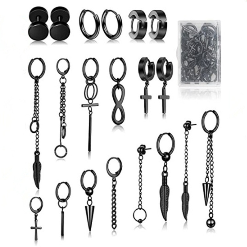 Siy 20pcs Anting Hoop Huggie Bahan Stainless Steel Gaya Korea Untuk Pria / Wanita