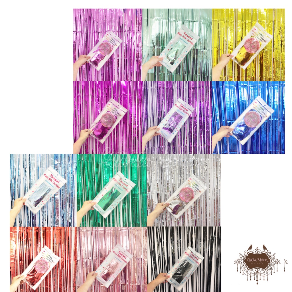 Curtain foil metalic/ tirai foil import /rumbai foil backdrop