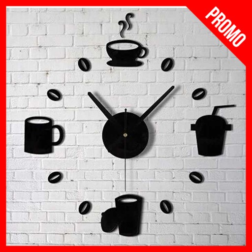 Jam Dinding Besar Unik Artistik  DIY Giant Wall Clock Model Kopi Cafe Murah Import