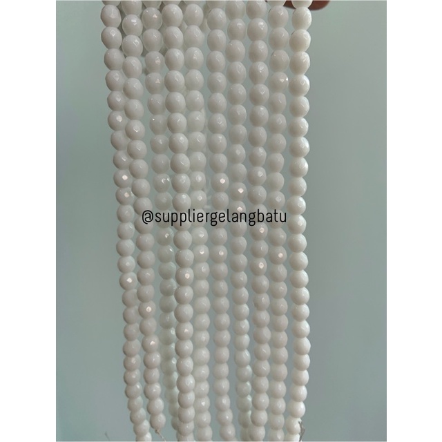 batu WHITE ONYX PUTIH FACETED BEADS 6mm cutting bahan gelang kalung