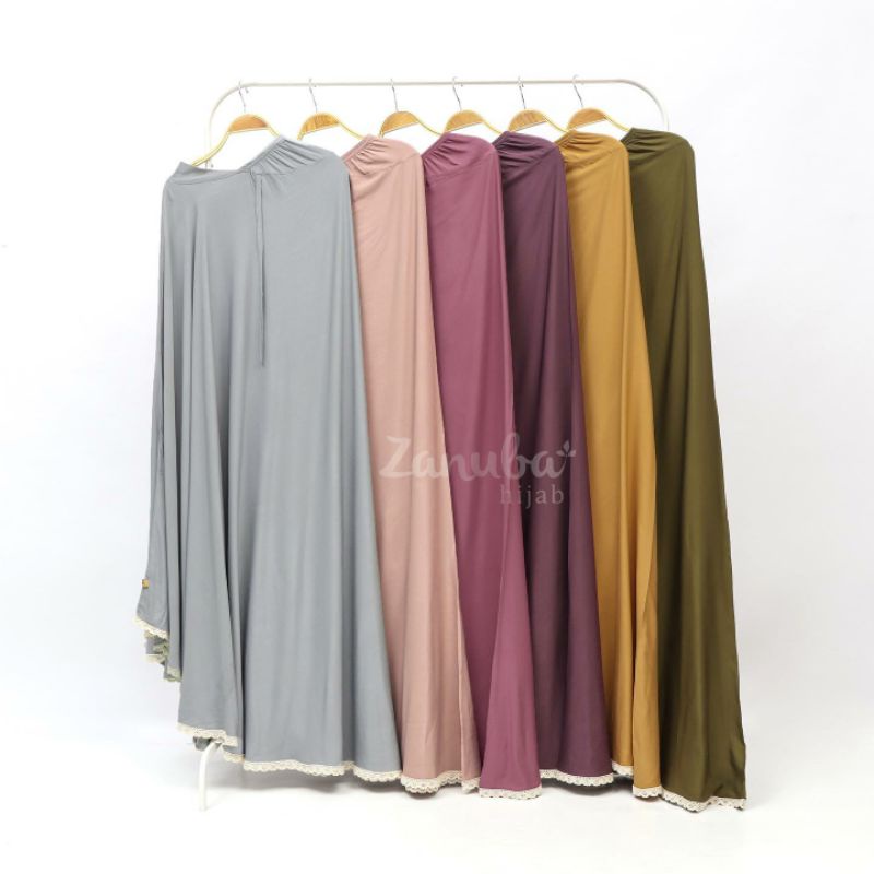 LACE PRAYER SET ZANUBA / MUKENA RAYON TWILL MIX RENDA / MUKENA DEWASA BAHAN RAYON TWILL / MUKENA ADE