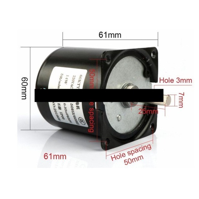 AC Gear Gearbox Dinamo Motor 60KTYZ 220V 15RPM 14W