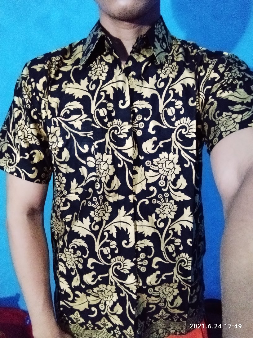 Batik Couple Blouse Hem Bakung Gold Sarimbit Terlaris Alkhalis