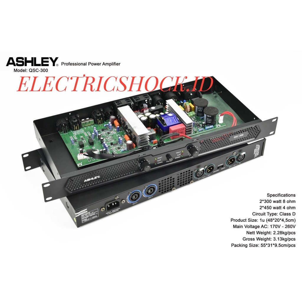 POWER AMPLIFIER ASHLEY QSC 300 / ASHLEY QSC300 ORIGINAL