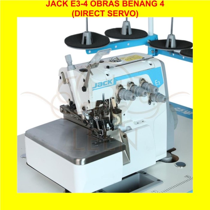 Mesin Neci Direct Servo Jack E3-4 E 4 Jahit Obras Benang 4 Kaos LEEN