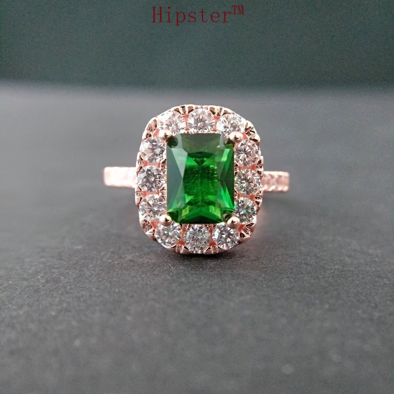 Hot Sale Classic Exaggerated Domineering Micro-Inlaid Square Colorful Crystals Ring