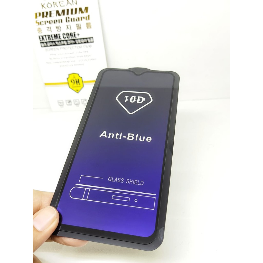 KOREAN Blue Ray 10D Oppo A12 A5S F9 A7 6.22 inchi Tempered Glass FULL GLUE ANTI RADIASI