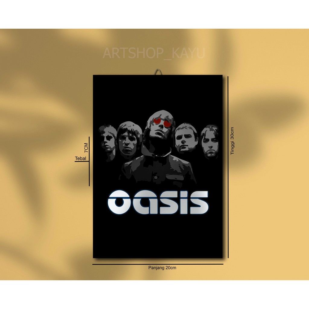 Hiasan dinding BAND MUSIK MUSISI OASIS Poster Kayu Pajangan Rumah/ dekorasi dinding / Walldecor