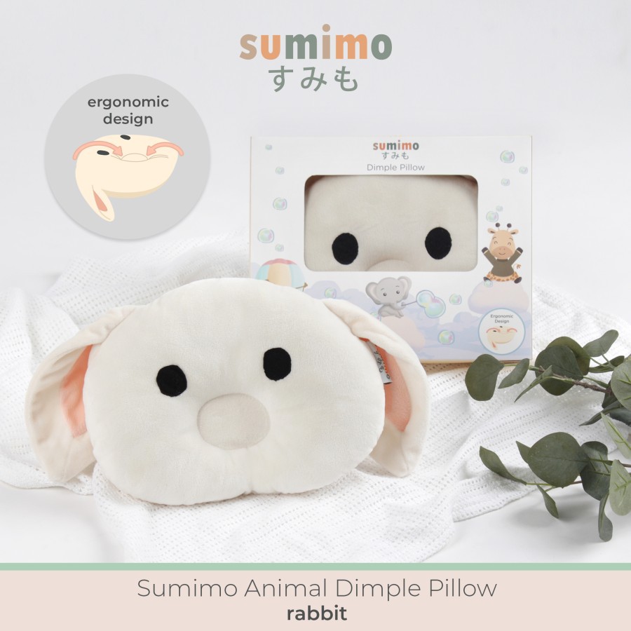 Sumimo Animal Dimple Pillow Ergonomic Bantal Peang / Peyang Super Fluffy / Bantal Bayi Anak