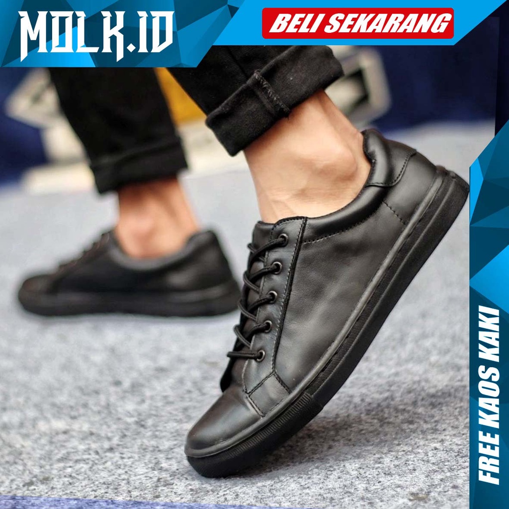 MOLK|Sneakers Pria Keren Original Kulit Asli Sepatu Pria Casual Simple Kerja Kantor Main Gaya