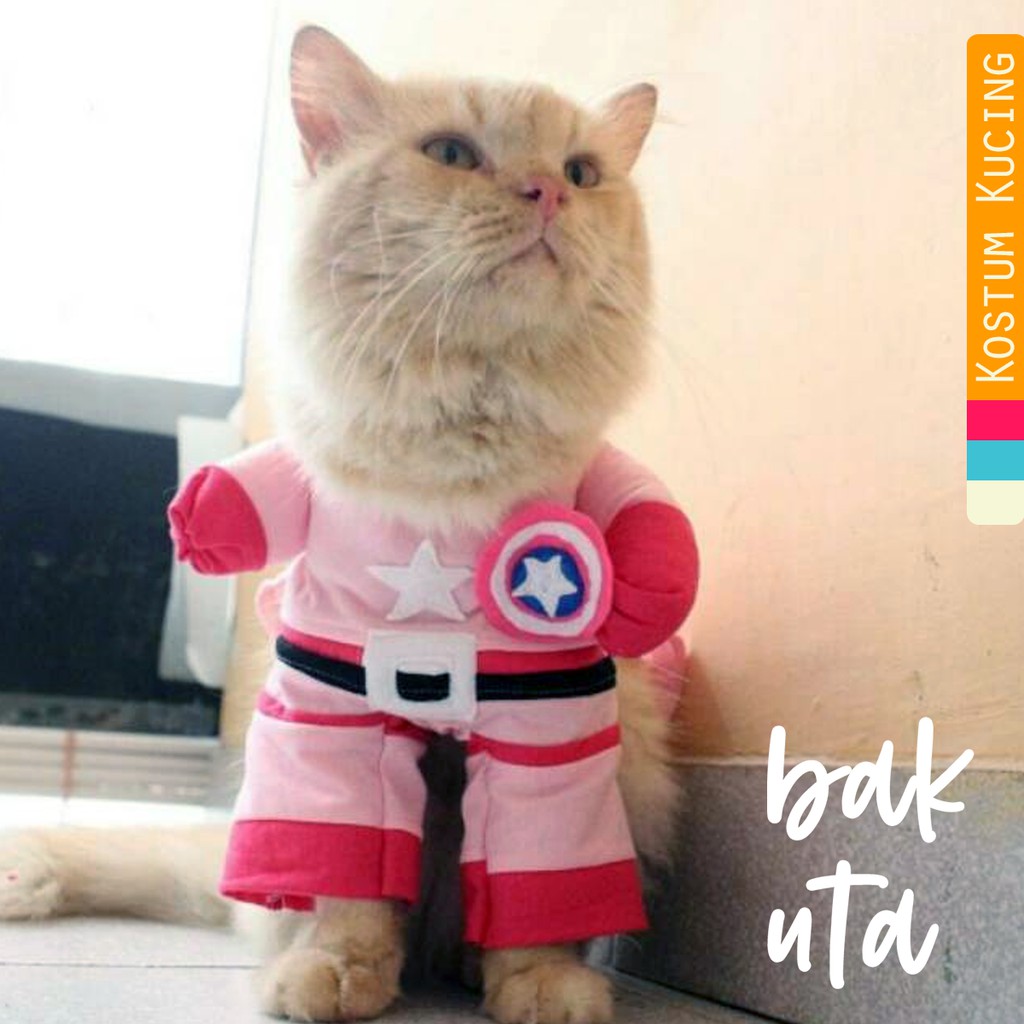 Capten amerika pink version untuk kucing dan anjing / baju kucing anjing size S M L XL