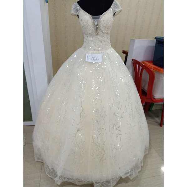 Gaun Pengantin Pesta pemberkatan/gaun import/ gaun Pernikahan Putih Elegant Bordir Renda/gaun import