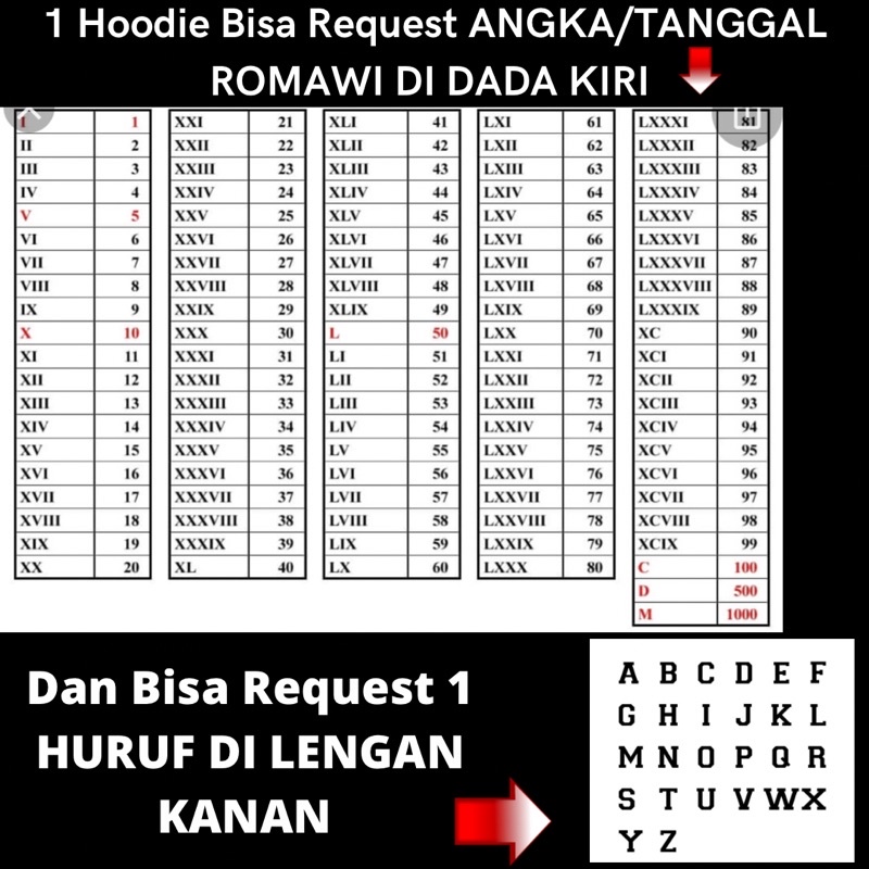 Sweater Hoodie Couple / Jaket Pasangan CUSTOM ANGKA ROMAWI/HURUF DILENGAN Bahan Fleece Premium