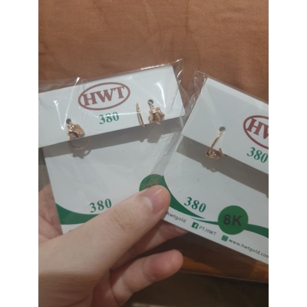 anting tusuk spiral bintang ulir unik hwt 375 8k murah emas asli